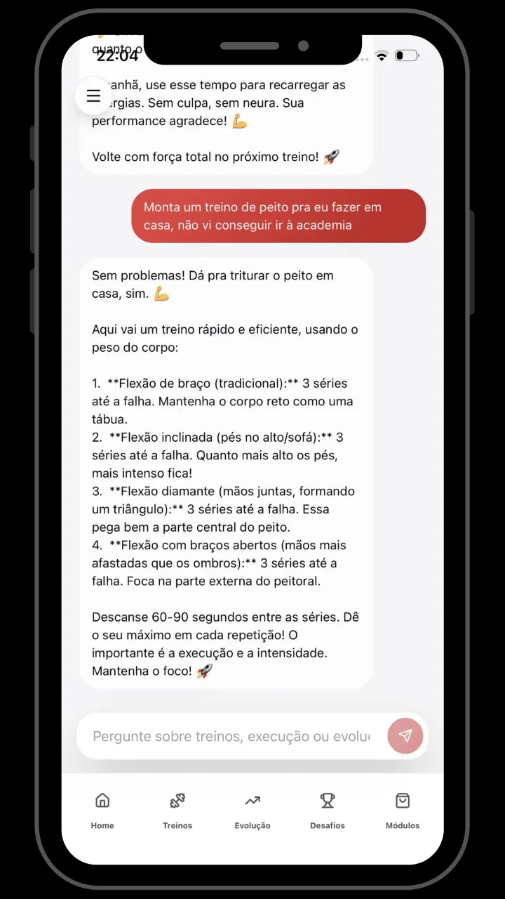 Tela IA Coach do app ShapeON!